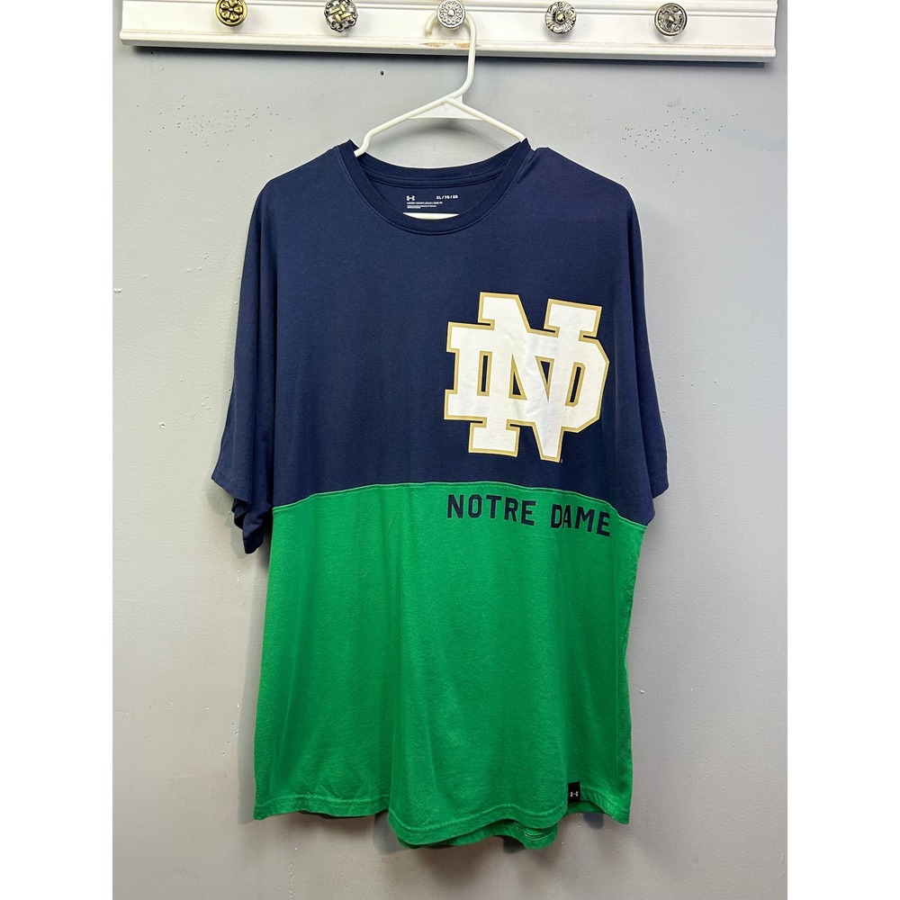 Under Armour T-Shirt Mens XL‎ Blue Green Notre Dame Fighting Irish Colorblock